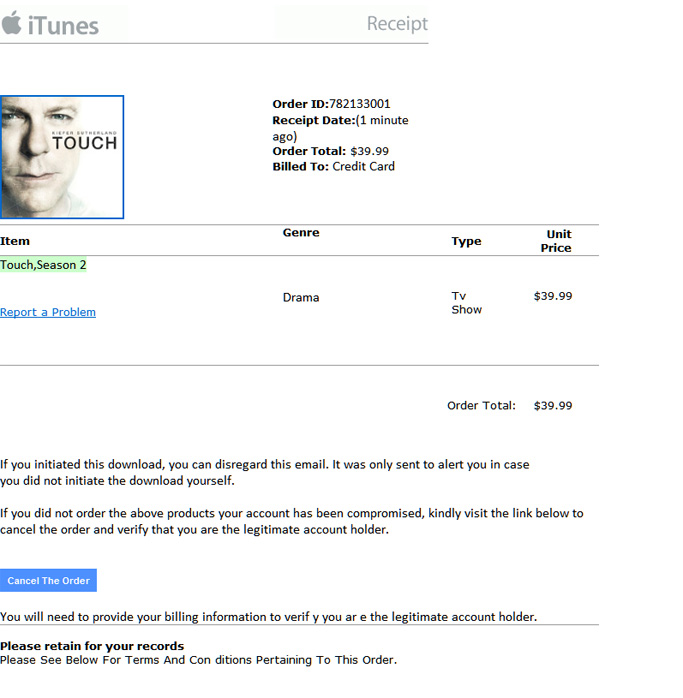 iTunesからYour receipt No.782133001というメールがきたった